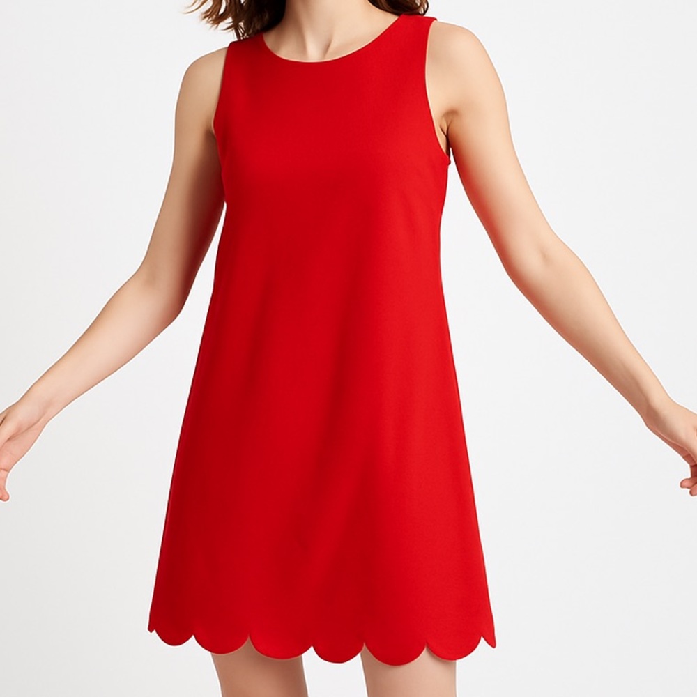 Monteau Los Angeles Red Scalloped Hem Shift Dress XL